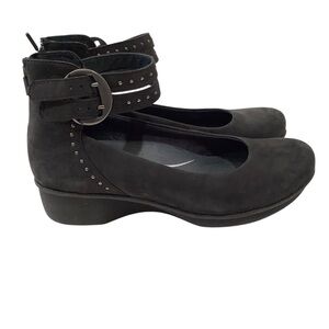 Dansko Black Suede Ankle Strap Women's Shoes